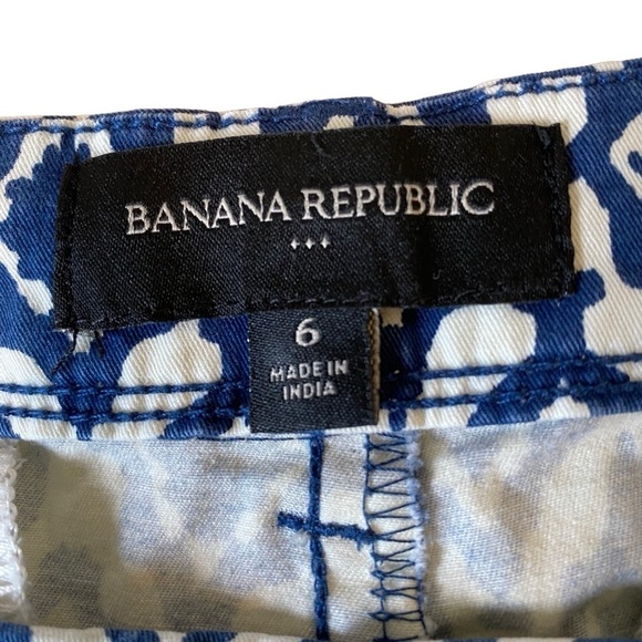 Banana Republic women's size 6 Blue white geometric pattern cotton shorts - Picture 4 of 7